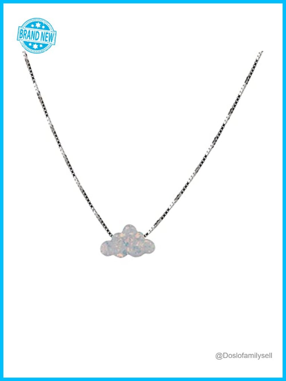 Opal Cloud Pendant Necklace 925 Sterling Silver Charm 16+2 in